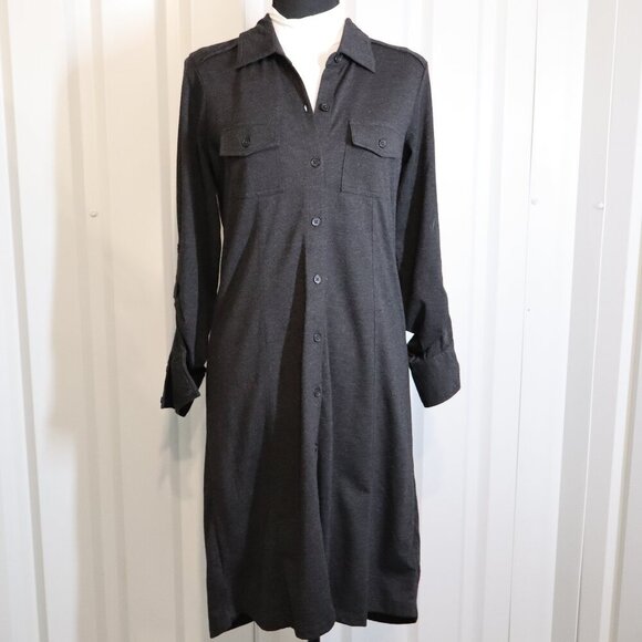 Prana Women's Besha Shirt Dress Dark Gray Size Small NWT Wool Blend Button Front - Picture 1 of 10